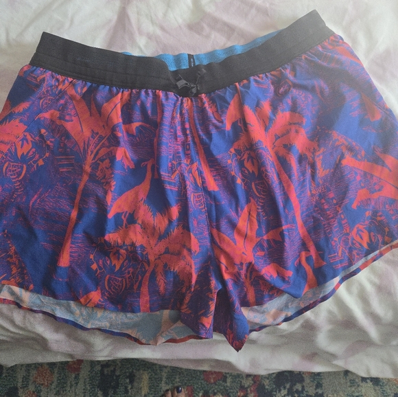 Janji Tropical Blue and Pink Women's Athletic Shorts - Picture 1 of 4